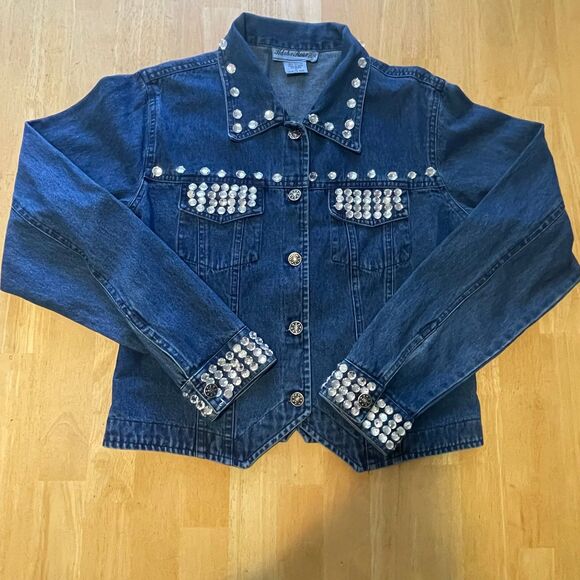 Vintage Jean Jacket Bedazzled with Rhinestones - Unique Statement jacket. - Picture 1 of 4